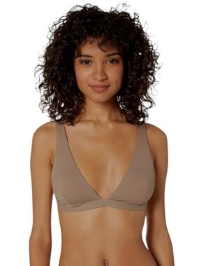 NWT Skin The Rosie Triangle Bikini Top Taupe Size S Tie Back Swim Minimalist